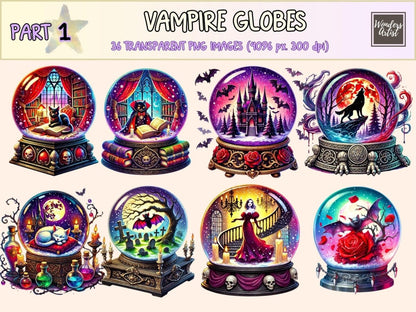 Vampire Globes Clipart dark fantasy png eerie globe png gothic globe png - WondersArtist