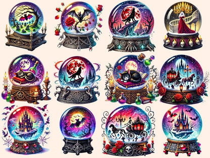 Vampire Globes Clipart dark fantasy png eerie globe png gothic globe png - WondersArtist