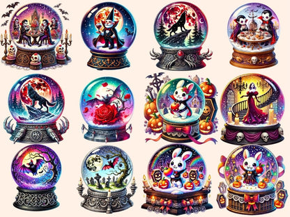 Vampire Globes Clipart dark fantasy png eerie globe png gothic globe png - WondersArtist