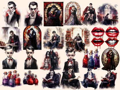 Vampires Watercolor Clipart halloween clipart - Wonders Artist
