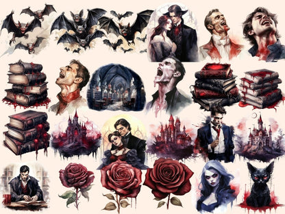 Vampires Watercolor Clipart halloween clipart - Wonders Artist