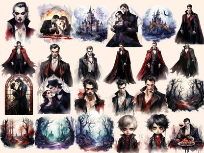 Vampires Watercolor Clipart halloween clipart - Wonders Artist