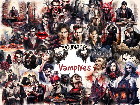 Vampires Watercolor Clipart - High - Quality Instant Digital Download for Creative Projects