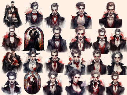Vampires Watercolor Clipart halloween clipart - Wonders Artist