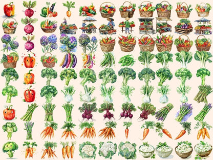 Vegetables Watercolor Clipart healthy clipart - Wonders Artist
