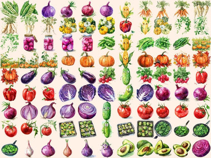 Vegetables Watercolor Clipart healthy clipart - Wonders Artist