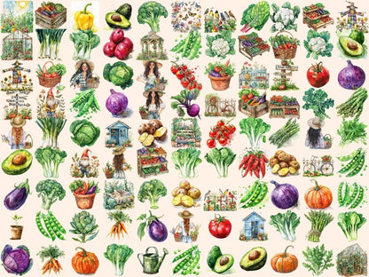Veggie Garden Watercolor Clipart Edible Garden - Wonders Artist