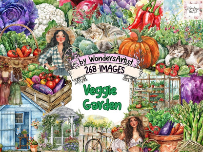 Veggie Garden Watercolor Clipart Edible Garden - Wonders Artist