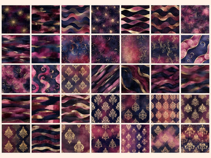 Velvet Horizon Seamless Pattern Digital Papers celestial glow - Wonders Artist