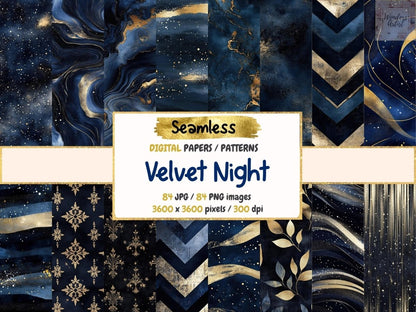 Velvet Night Seamless Digital Paper Celestial seamless - Wonders Artist