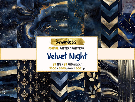 Velvet Night Seamless Digital Paper - High - Quality Instant Digital Download for Creative Projects