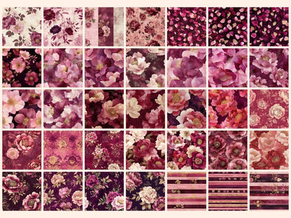 Velvet Peony Seamless Digital Paper Botanical papers - Wonders Artist