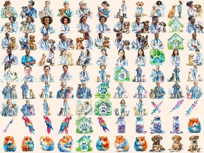 Veterinary Watercolor Clipart animal doctor png - Wonders Artist