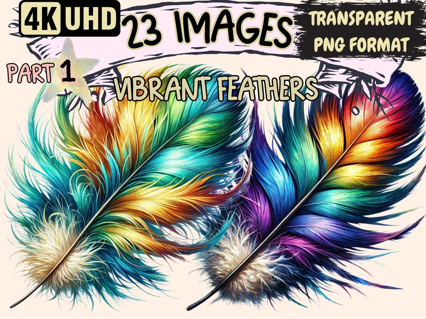 Vibrant Feathers Clipart - High - Quality Instant Digital Download for Creative Projects