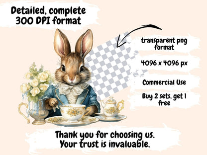 Victorian Bunnies Watercolor Clipart bunny clipart - Wonders Artist