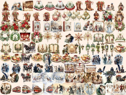 Victorian Christmas Watercolor Clipart christmas clipart - Wonders Artist