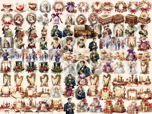 Victorian Christmas Watercolor Clipart