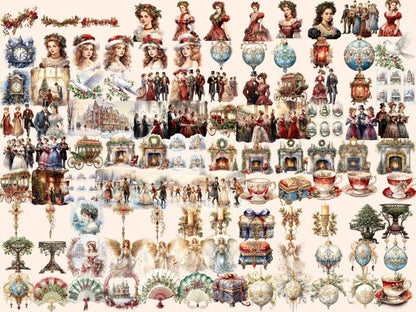 Victorian Christmas Watercolor Clipart christmas clipart - Wonders Artist