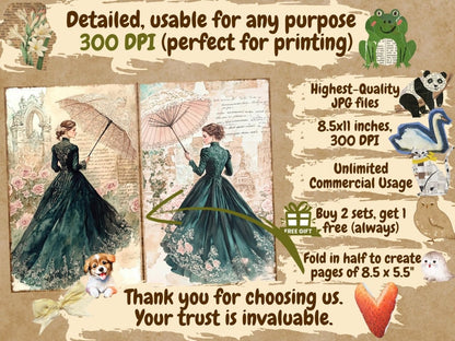 Victorian Era Journal Pages (P1) Antique Journal Kit - Wonders Artist