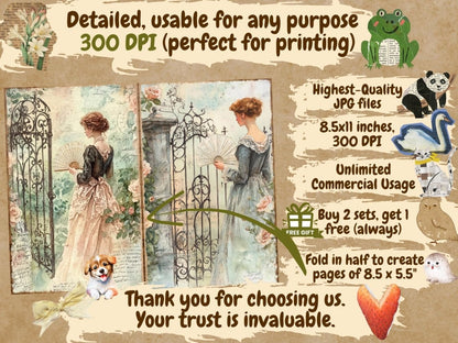 Victorian Era Journal Pages (P3) Antique Journal Kit - Wonders Artist