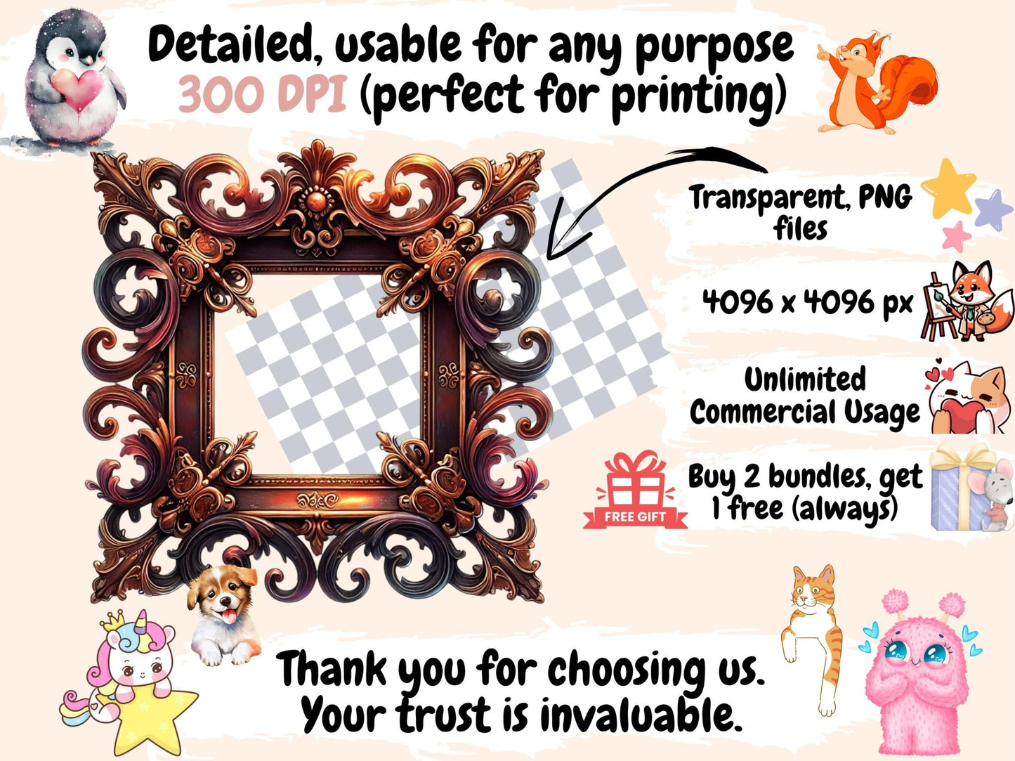 Victorian Frames (P1) Clipart - High - Quality Instant Digital Download for Creative Projects