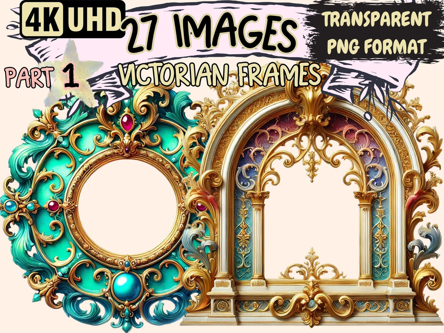 Victorian Frames (P1) Clipart - High - Quality Instant Digital Download for Creative Projects