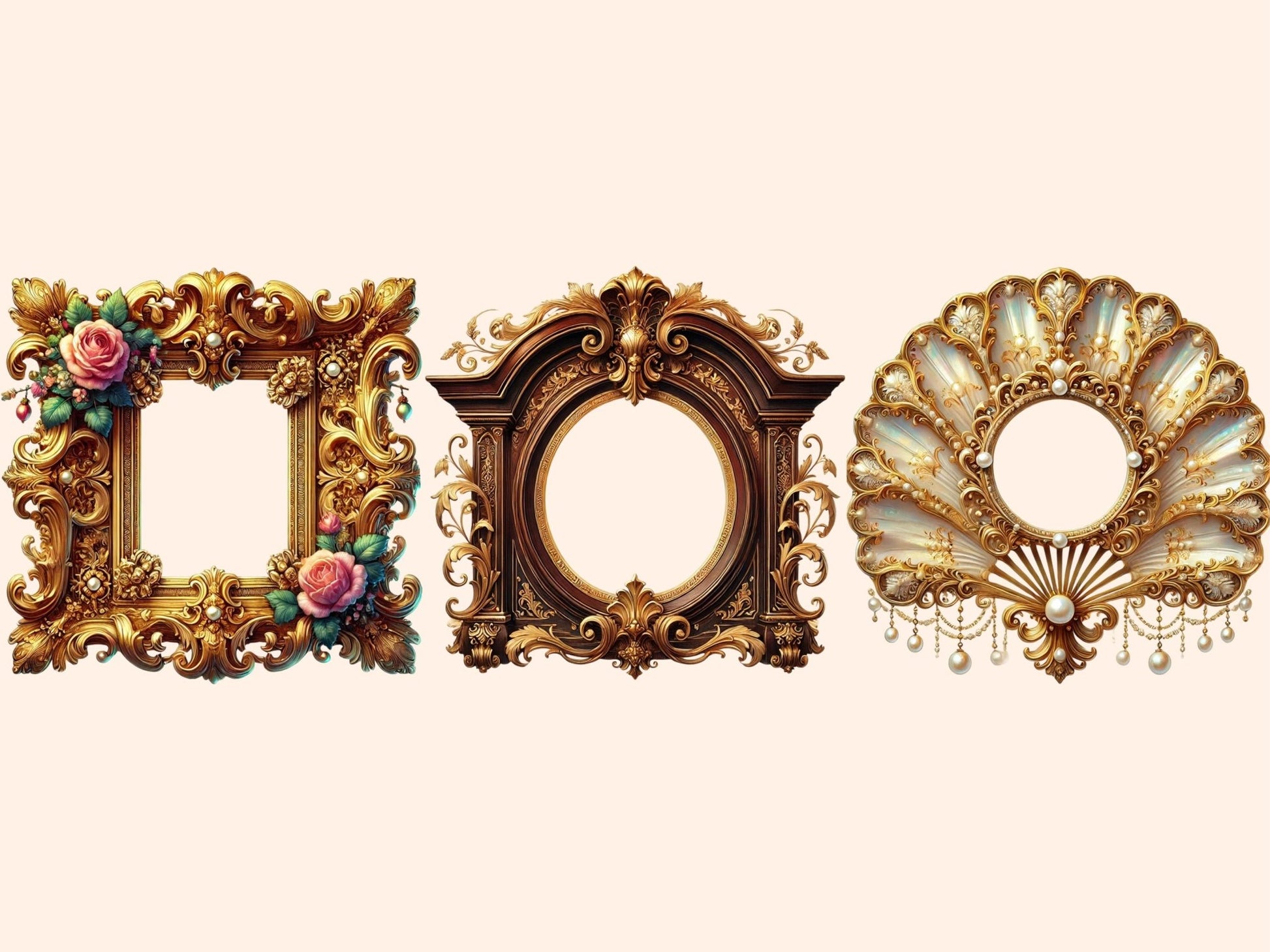 Victorian Frames (P1) Clipart - High - Quality Instant Digital Download for Creative Projects