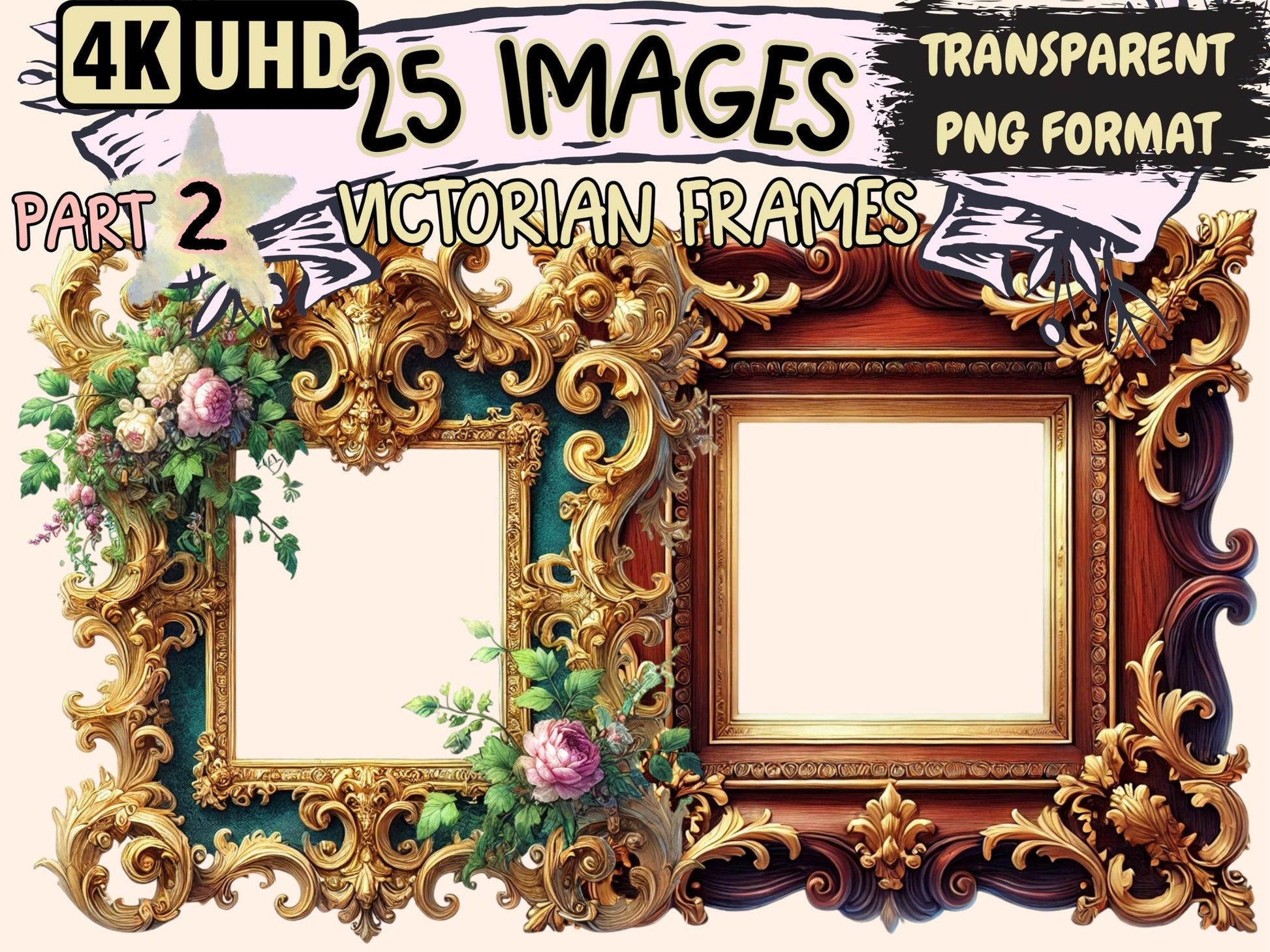 Victorian Frames (P2) Clipart - High - Quality Instant Digital Download for Creative Projects