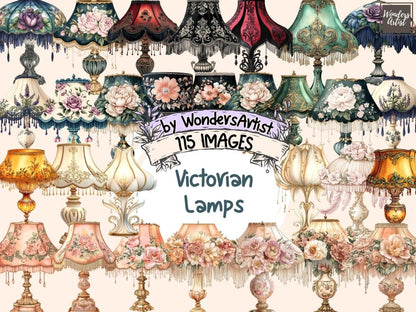 Victorian Lamps Watercolor Clipart antique lamp clipart classic lamp clipart decorative lamp png - WondersArtist