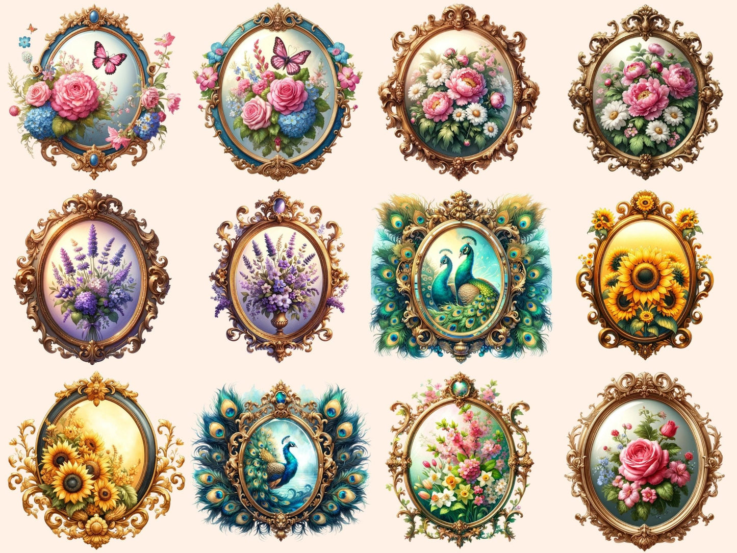 Victorian Mirror Clipart - High - Quality Instant Digital Download for Creative Projects