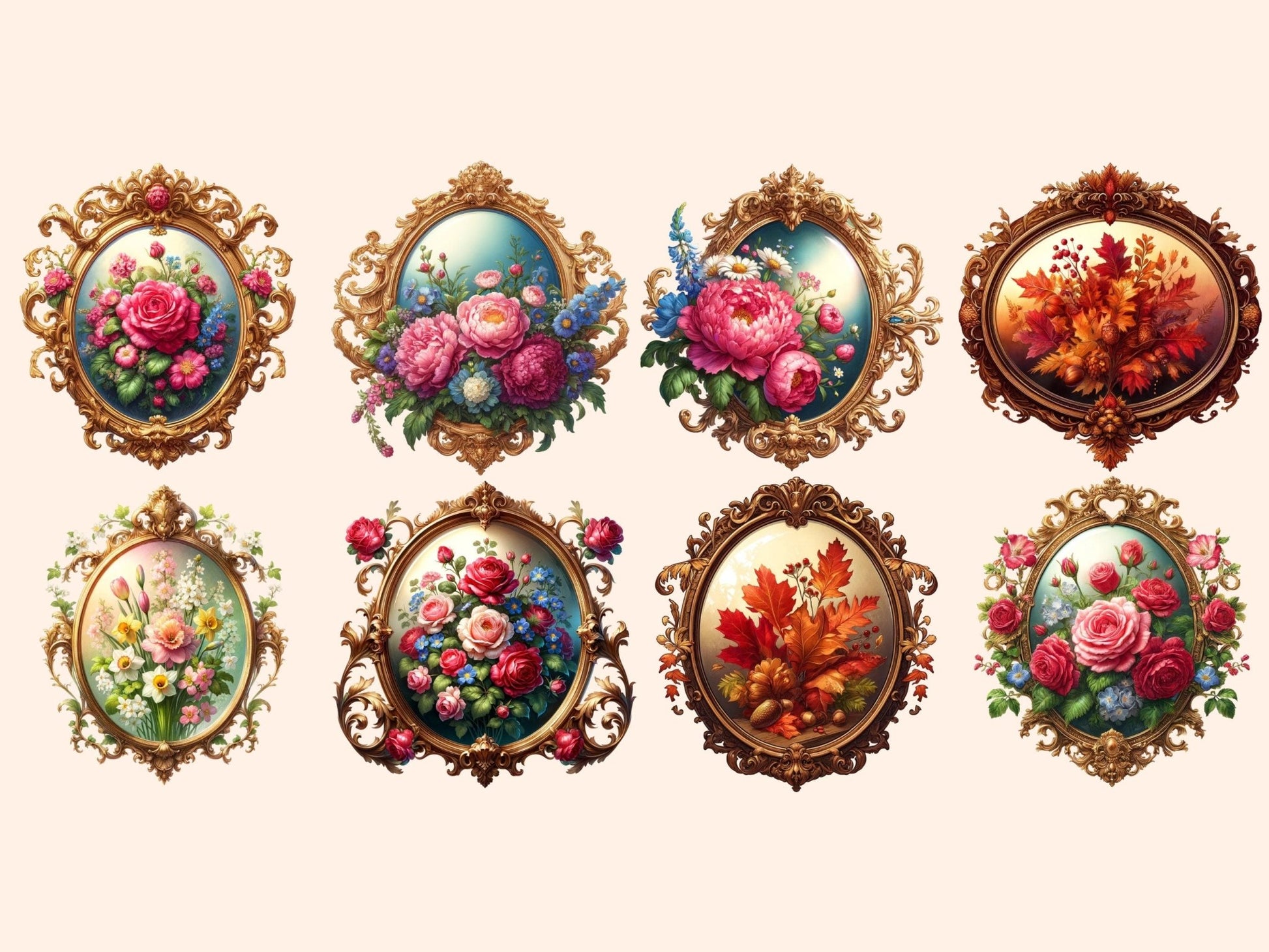 Victorian Mirror Clipart - High - Quality Instant Digital Download for Creative Projects