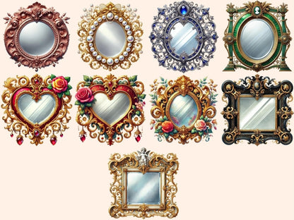 Victorian Mirrors (P2) Clipart Fancy Mirror Art - Wonders Artist