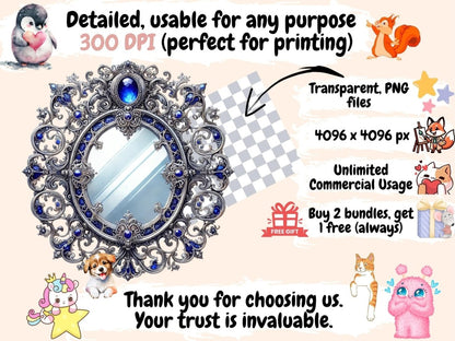Victorian Mirrors (P2) Clipart Fancy Mirror Art - Wonders Artist