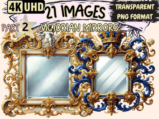 Victorian Mirrors (P2) Clipart - High - Quality Instant Digital Download for Creative Projects