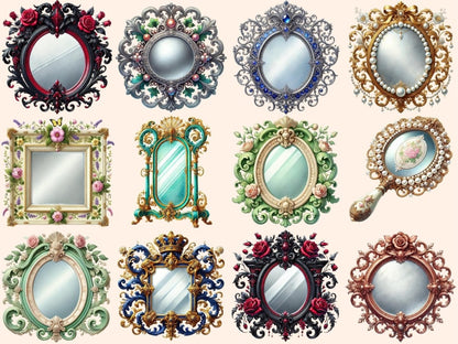 Victorian Mirrors (P2) Clipart Fancy Mirror Art - Wonders Artist