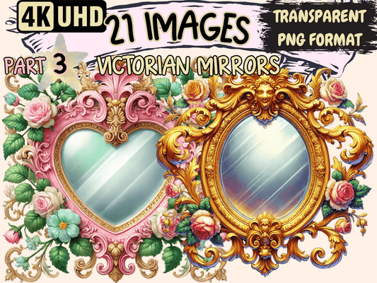 Victorian Mirrors (P3) Clipart - High - Quality Instant Digital Download for Creative Projects