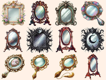 Victorian Mirrors (P3) Clipart Fancy Mirror Art - Wonders Artist