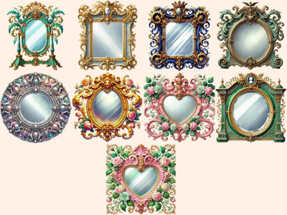 Victorian Mirrors (P3) Clipart Fancy Mirror Art - Wonders Artist
