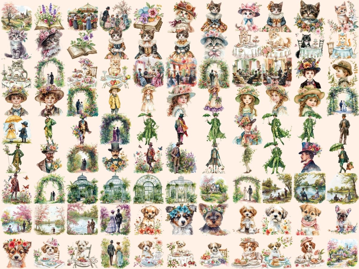 Victorian Spring Watercolor Clipart autopost old era spring png old spring clipart - WondersArtist