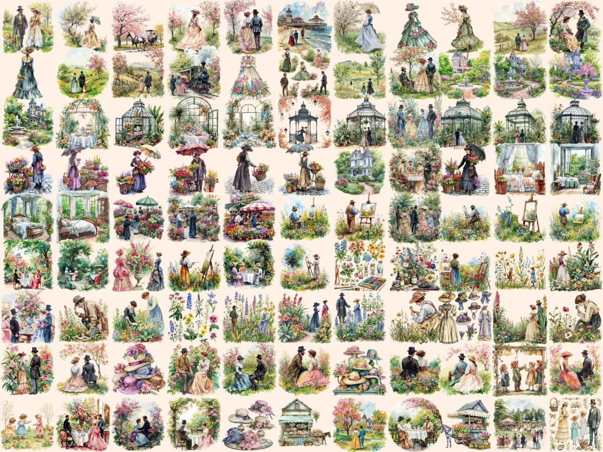 Victorian Spring Watercolor Clipart autopost old era spring png old spring clipart - WondersArtist