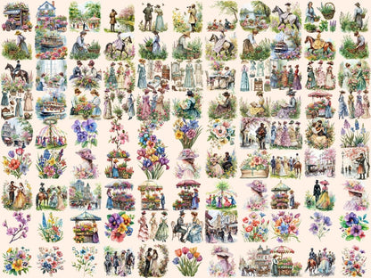 Victorian Spring Watercolor Clipart autopost old era spring png old spring clipart - WondersArtist
