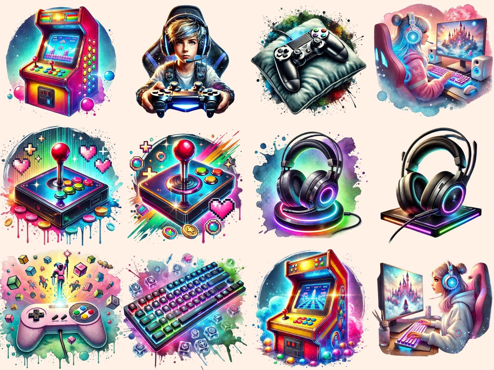 Video Games Clipart - High - Quality Instant Digital Download for Creative Projects