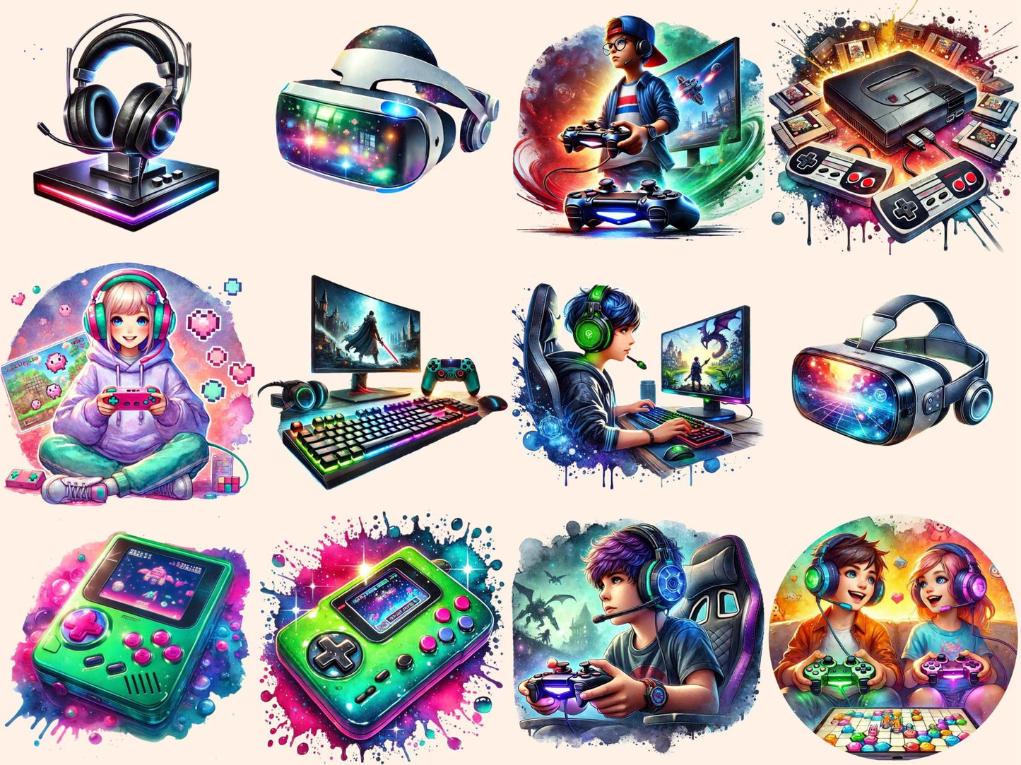 Video Games Clipart - High - Quality Instant Digital Download for Creative Projects