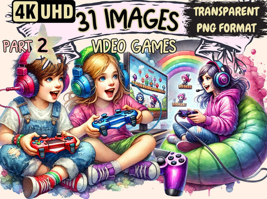 Video Games (P2) Clipart - High - Quality Instant Digital Download for Creative Projects