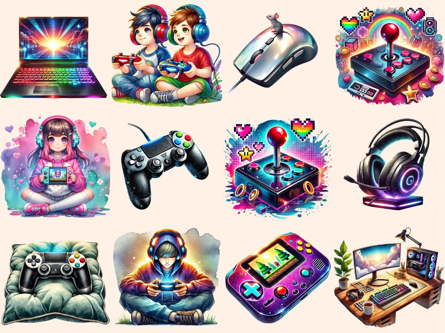 Video Games (P2) Clipart - High - Quality Instant Digital Download for Creative Projects