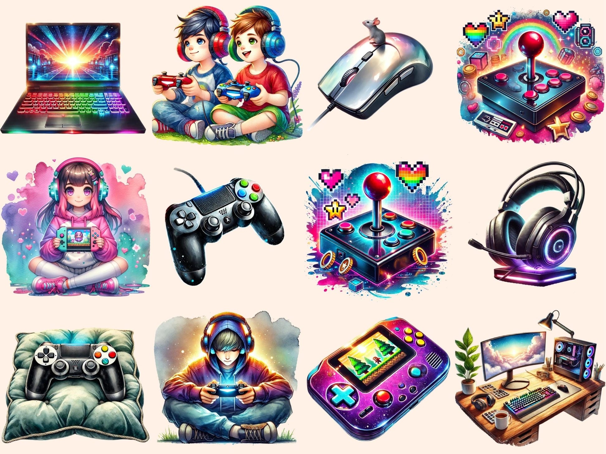 Video Games (P2) Clipart - High - Quality Instant Digital Download for Creative Projects