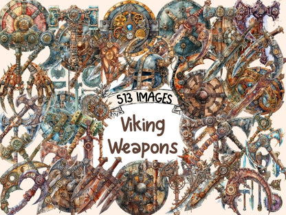 Viking Weapons Watercolor Clipart axe clipart - Wonders Artist