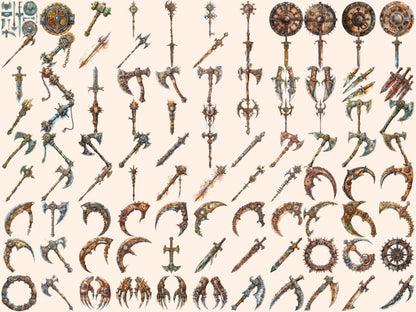 Viking Weapons Watercolor Clipart axe clipart - Wonders Artist