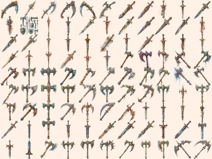 Viking Weapons Watercolor Clipart axe clipart - Wonders Artist