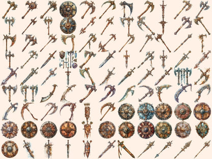 Viking Weapons Watercolor Clipart axe clipart - Wonders Artist